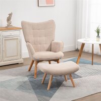 Akzentsessel mit Hocker, Relaxsessel in Cord-Optik,...