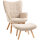 Akzentsessel mit Hocker, Relaxsessel in Cord-Optik, Armlehnstuhl mit Holzbeinen, für Wohnzimmer, Beige