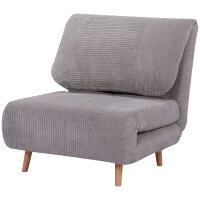 2-in-1 Schlafsessel Gästebett, bis 200 kg, verstellbare Kopfstütze Cord-Optik 82 cm x 8 cm x 83 cm Grau