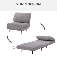 2-in-1 Schlafsessel Gästebett, bis 200 kg, verstellbare Kopfstütze Cord-Optik 82 cm x 8 cm x 83 cm Grau