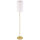 Stehlampe, Elegante Stehleuchte aus Stahl mit Stoffschirm, Wohnzimmerlampe, Zugkettenschalter, Gold+Weiß