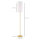 Stehlampe, Elegante Stehleuchte aus Stahl mit Stoffschirm, Wohnzimmerlampe, Zugkettenschalter, Gold+Weiß