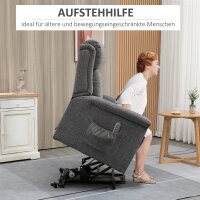 Relaxsessel mit Aufstehhilfe inkl. Fernbedienung Fußstütze Stahl Grau