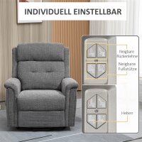 Relaxsessel mit Aufstehhilfe inkl. Fernbedienung Fußstütze Stahl Grau
