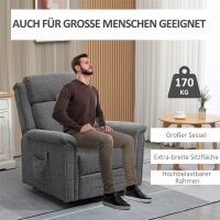 Relaxsessel mit Aufstehhilfe inkl. Fernbedienung Fußstütze Stahl Grau