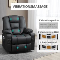 Relaxsessel mit Aufstehhilfe, USB, Massagefunktion, Kunstleder, bis 150 kg, 90x98x102 cm, Schwarz