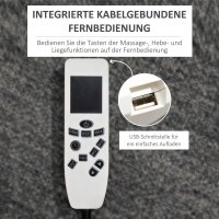 Relaxsessel mit Aufstehhilfe, USB, Massagefunktion, Kunstleder, bis 150 kg, 90x98x102 cm, Schwarz