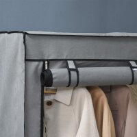 Schrank aus Stoff, Aufbewahrungslösung, 4 Regale,  2 Kleiderstangen, Grau