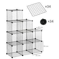Steckregal, Würfelregal, Schuhregal, 9 Würfel, modularer Aufbau, Stahl, schwarz, 35 x 35 x 35 cm je Würfel