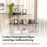 Steckregal, Würfelregal, Schuhregal, 9 Würfel, modularer Aufbau, Stahl, schwarz, 35 x 35 x 35 cm je Würfel