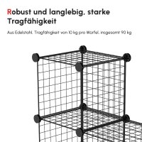 Steckregal, Würfelregal, Schuhregal, 9 Würfel, modularer Aufbau, Stahl, schwarz, 35 x 35 x 35 cm je Würfel