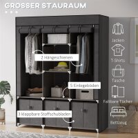 Stoffschrank aus Vlies, Faltschrank, inkl. 3 Schubladen, 125 cm x 43 cm x 162,5 cm, Grau