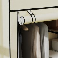 Schrank aus Stoff, Aufbewahrungslösung, 6 Regale, 1 Kleiderstange, Beige