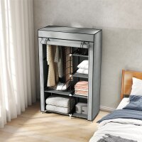 Schrank aus Stoff, Aufbewahrungslösung, 6 Regale, 1 Kleiderstange, Grau