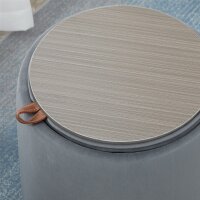 2-in-1 Hocker in Samtoptik inklusive Stauraum und abnehmbaren Deckel Ø44 cm x 47,5 cm Grau