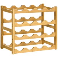 Weinregal aus Bambus für 16  Weinflaschen, 4 Regale, 43 cm x 23,5 cm x 38 cm Natur