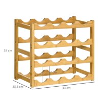 Weinregal aus Bambus für 16  Weinflaschen, 4 Regale, 43 cm x 23,5 cm x 38 cm Natur