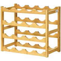 Weinregal aus Bambus für 16  Weinflaschen, 4 Regale, 43 cm x 23,5 cm x 38 cm Natur