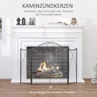 Funkenschutz für Kamine, dreifach faltbar, Metallstruktur, Beschichtung, 108x2x76 cm, Schwarz