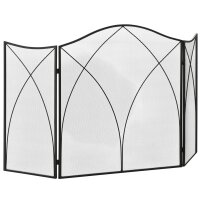 Funkenschutz für Kamine, dreifach faltbar, Metallstruktur, Beschichtung, 108x2x76 cm, Schwarz