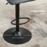 Barhocker 2er Set, Gepolstert Barstuhl mit Metallgestell, Lehne, Samtoptik, Höhenverstellbar 360° Drehbar