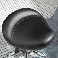Salonhocker mit Sattelsitz, höhenverstellbar, Kunstleder, 48x48x54-69cm, Schwarz