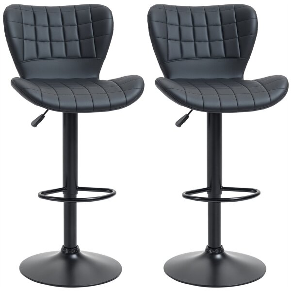 2-er-Set Barhocker Retrodesign 47 cm x 51,5 cm x 89-109 cm Schwarz