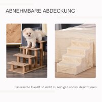 Hundetreppe 4-stufig, 35 cm Katzentreppe für Bett und Sofa, Haustiertreppe für Hunde und Katzen bis 5 kg, Plüschoptik, Beige