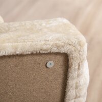Hundetreppe 4-stufig, 35 cm Katzentreppe für Bett und Sofa, Haustiertreppe für Hunde und Katzen bis 5 kg, Plüschoptik, Beige