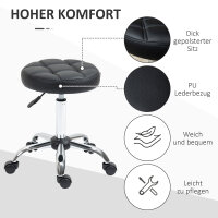 2er-Set Rollhocker höhenverstellbar, Drehhocker 48-63 cm, Arbeitshocker 360° drehbar, Bürohocker für Büro, Salon, Massage, Spa, Schwarz