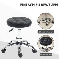 2er-Set Rollhocker höhenverstellbar, Drehhocker 48-63 cm, Arbeitshocker 360° drehbar, Bürohocker für Büro, Salon, Massage, Spa, Schwarz