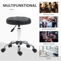 2er-Set Rollhocker höhenverstellbar, Drehhocker 48-63 cm, Arbeitshocker 360° drehbar, Bürohocker für Büro, Salon, Massage, Spa, Schwarz