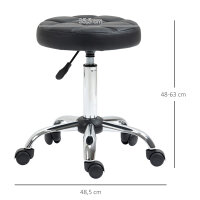 Drehhocker, Salonhocker, höhenverstellbar, Kunstleder, Steppdesign, Schwarz/Silber