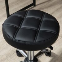 Drehhocker, Salonhocker, höhenverstellbar, Kunstleder, Steppdesign, Schwarz/Silber