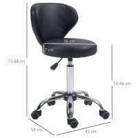Salonhocker in Lederoptik, höhenverstellbar, bis 120 kg, Stahlgestell, Schwarz