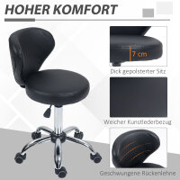 Salonhocker in Lederoptik, höhenverstellbar, bis 120 kg, Stahlgestell, Schwarz