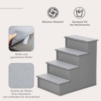 Haustiertreppe, für Hunde/Katzen, 4-stufig, Kurzplüsch, bis 30 kg, 40 x 59 x 54,2 cm, Grau