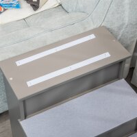 Haustiertreppe, für Hunde/Katzen, 4-stufig, Kurzplüsch, bis 30 kg, 40 x 59 x 54,2 cm, Grau