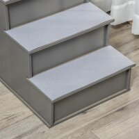 Haustiertreppe, für Hunde/Katzen, 4-stufig, Kurzplüsch, bis 30 kg, 40 x 59 x 54,2 cm, Grau