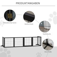 Absperrgitter für Hunde klappbar 432 x 36 x 70cm Kiefernholz Schwarz