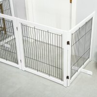 Türschutzgitter Holz Absperrgitter für Hunde Schutzgitter Hundegitter Sicherheitstür Bidirektionales Falten Stahl Weiß 305 x 35,5 x 82 cm
