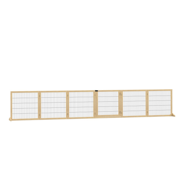 Haustiergitter Absperrgitter für Hunde, Kiefernholz, klappbar 432 x 36 x 70c m, Natur