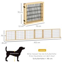 Haustiergitter Absperrgitter für Hunde, Kiefernholz, klappbar 432 x 36 x 70c m, Natur