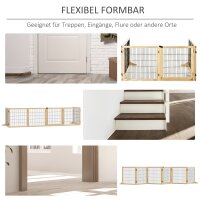 Haustiergitter Absperrgitter für Hunde, Kiefernholz, klappbar 432 x 36 x 70c m, Natur