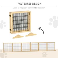 Haustiergitter Absperrgitter für Hunde, Kiefernholz, klappbar 432 x 36 x 70c m, Natur