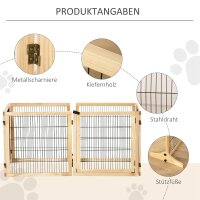 Haustiergitter Absperrgitter für Hunde, Kiefernholz, klappbar 432 x 36 x 70c m, Natur