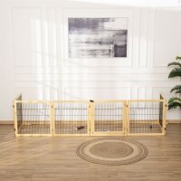 Haustiergitter Absperrgitter für Hunde, Kiefernholz, klappbar 432 x 36 x 70c m, Natur