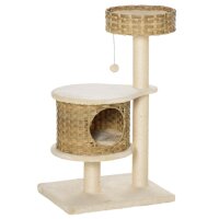 Kratzbaum Rattan 95 cm Höhe 3-Stufiger Katzenbaum...