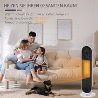 Heizlüfter 24h Stunden-Timer 2000W  2 Modi Oszillation Metall Weiß + Schwarz