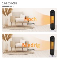 Heizlüfter 24h Stunden-Timer 2000W  2 Modi Oszillation Metall Weiß + Schwarz